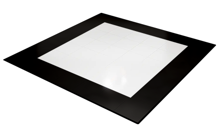 White dance floor with black border rental